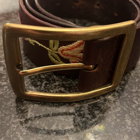 Linea Pelle embroidered leather love bird belt size LARGE - Picture 2 of 13